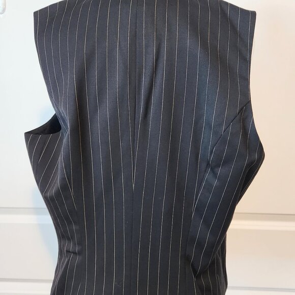 Lauren Ralph Lauren Women's Chocolate Brown Pin Stripe Vest Size Large - Picture 2 of 7
